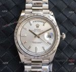 Swiss Made Copy Rolex Day-Date Baguette Silver Dial 40 Cal.3255 Movement